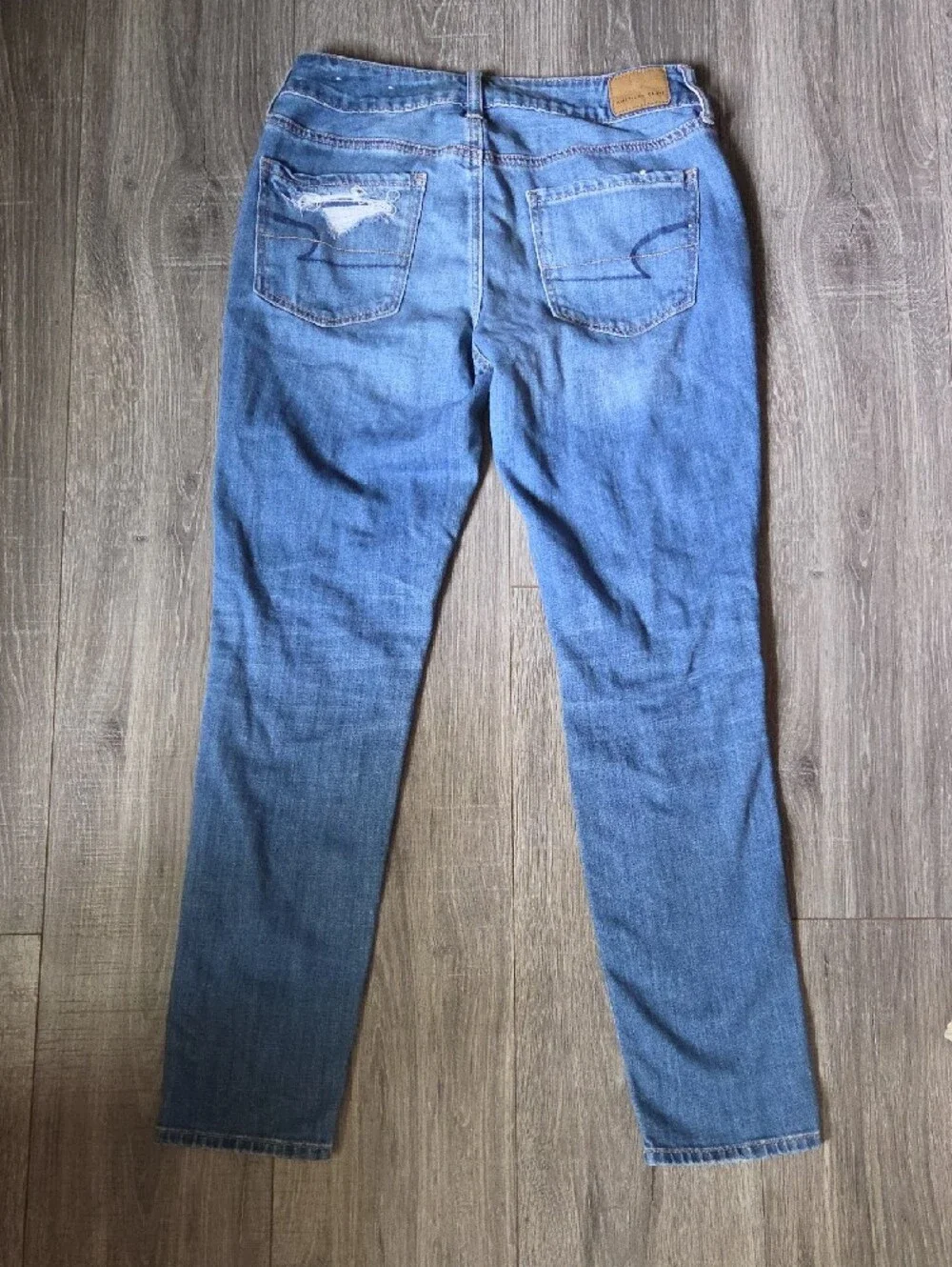 American Eagle Outfitters Button Fly Distressed Tom Girl Straight Leg Jeans 2 - Picture 5 of 6